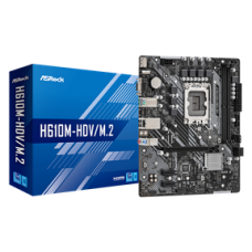 ASROCK MB H610M-HDV/M.2 R2.0, SOCKET INTEL LGA1700 14th/13th/12th GEN, CS INTEL H610, 2 DIMM SOCKETS DDR4, D-SUB/DP/HDMI, LAN GIGABIT, MICRO-ATX, 3YW.