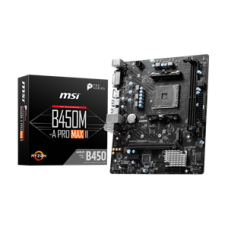 MSI MB B450M-A PRO MAX II, SOCKET AMD AM4, CS AMD B450, 2 DIMM SOCKETS DDR4, DVI-D/ HDMI, LAN, MICRO-ATX, 3YW.