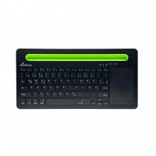 MediaRange Rechargeable Wireless Multi Device Bluetooth Keyboard with 78 keys, touchpad & Tablet slot (Black) (MROS131-GR)