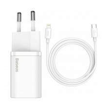 Baseus Φορτιστής με Θύρα USB-C και Καλώδιο Lightning 20W Power Delivery Λευκός (Super Si 1C) (TZCCSUP-B02) (BASTZCCSUP-B02)