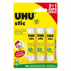 UHU Κόλλα Stick για Χαρτί 3τμχ 8.2gr Χωρίς Διαλύτες (UHU41275)