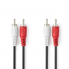 Nedis Cable 2x RCA male - 2x RCA male 1.0m (CAGB24200BK10) (NEDCAGB24200BK10)