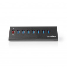 Nedis USB 3.0 Hub 8 Θυρών με σύνδεση USB-A & Θύρα Φόρτισης και Εξωτερική Παροχή Ρεύματος (UHUBUP3810BK) (NEDUHUBUP3810BK)