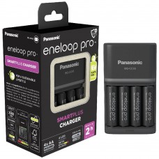 Panasonic Eneloop Pro Smart Plus BQ-CC55 Φορτιστής 4 Μπαταριών Ni-MH Μεγέθους AA/AAA Σετ με 4x AA 2500mAh (39230434) (PAN39230434)