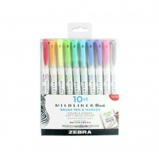 Zebra Mildliner Double Ended Brush Pen & Marker Bold & Fine Point 10 Pack (ZB-79101) (ZEB79101)