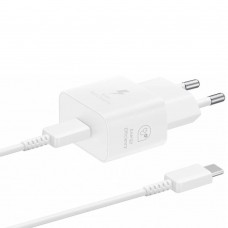 Samsung Φορτιστής και Καλώδιο USB-C 25W Λευκός (EP-T2510XWEGEU) (SAMEP-T2510XWEGEU)