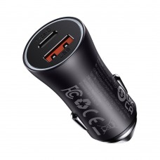 Baseus Car Charger Golden Contactor Max, USB + USB-C, 60w Grey (CGJM000113) (BASCGJM000113)