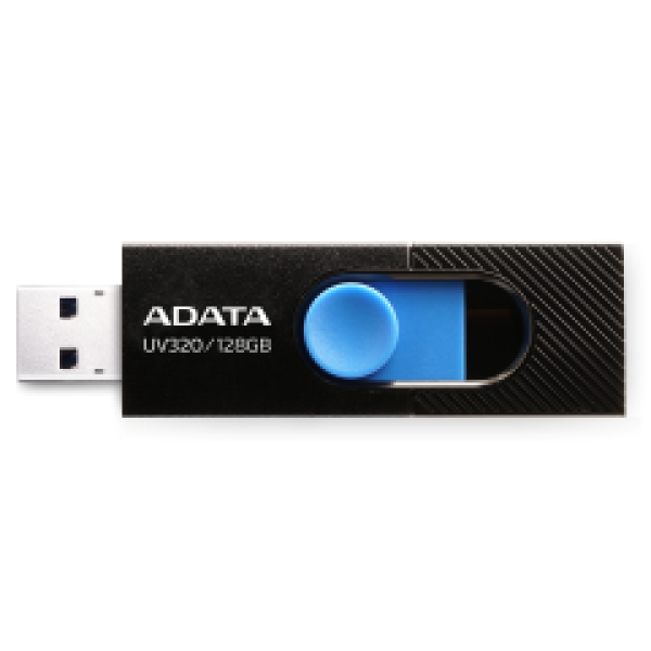 ADATA FLASH USB DRIVE 128GB AUV320-128G-RBKBL, USB3.2, RETRACTABLE, BLACK/BLUE, 5YW.