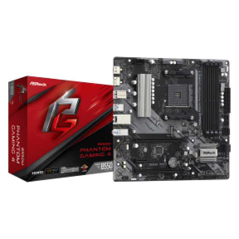 ASROCK MB B550M PHANTOM GAMING 4, SOCKET AMD AM4, CS AMD B550, 4 DIMM SOCKETS DDR4, HDMI/DISPLAY PORT, PCI-E GEN 4.0, LAN GIGABIT, MICRO-ATX, 2YW.