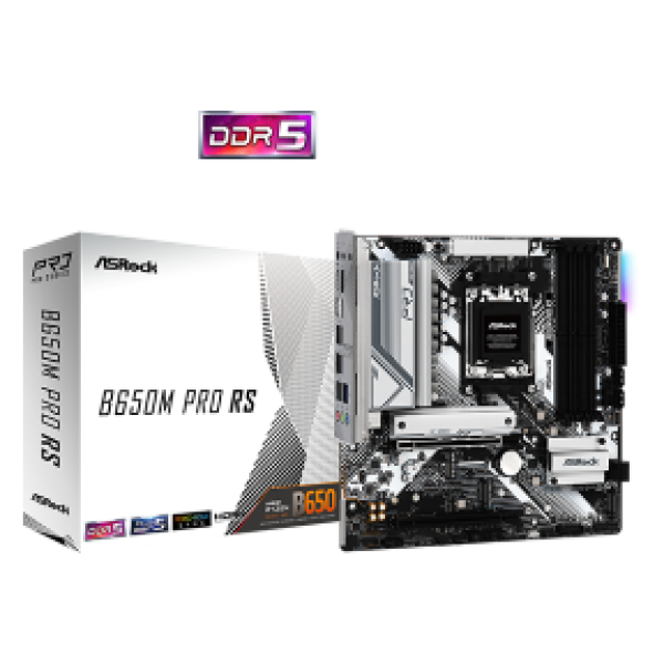 ASROCK MB B650M PRO RS, SOCKET AMD AM5 AMD RYZEN 9000/8000/7000 CPU, CS AMD B650, 4 DIMM SOCKETS DDR5, HDMI/DP, PCI-E GEN 5.0, 2.5 GIGABIT LAN, MICRO-ATX, 3YW