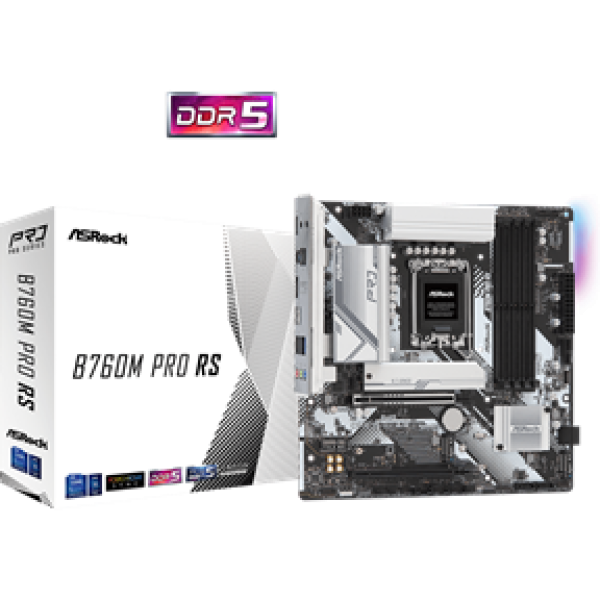 ASROCK MB B760M PRO RS, SOCKET INTEL LGA1700 14th/13th/12th GEN INTEL CPU, CS INTEL B760, 4 DIMM DDR5, HDMI/DP, PCI-E GEN 4.0, 2.5 GIGABIT LAN, MICRO-ATX, 3YW