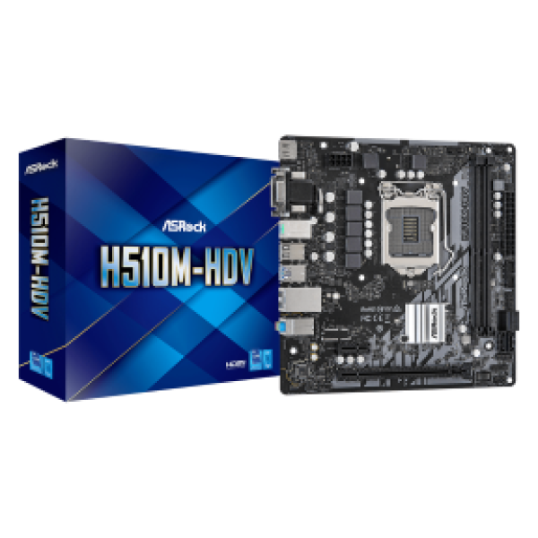 ASROCK MB H510M-HDV/M.2 SE, SOCKET INTEL LGA1200 11th/10th GEN, CS INTEL H510, 2 DIMM SOCKETS DDR4, D-SUB/DVI-D/HDMI, PCI-E GEN 3.0, LAN GIGABIT, MICRO-ATX, 3YW.