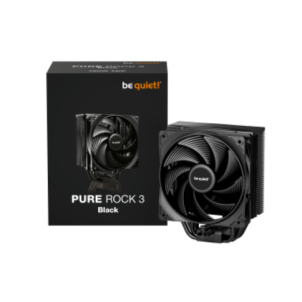 BEQUIET CPU AIR COOLER PURE ROCK 3 BLACK BK039, 190W TDP, INTEL SOCKET LGA 1851/1700/1200/1150/1151/1155, AMD AM4/AM5, 120MM PWM FAN, 3YW.