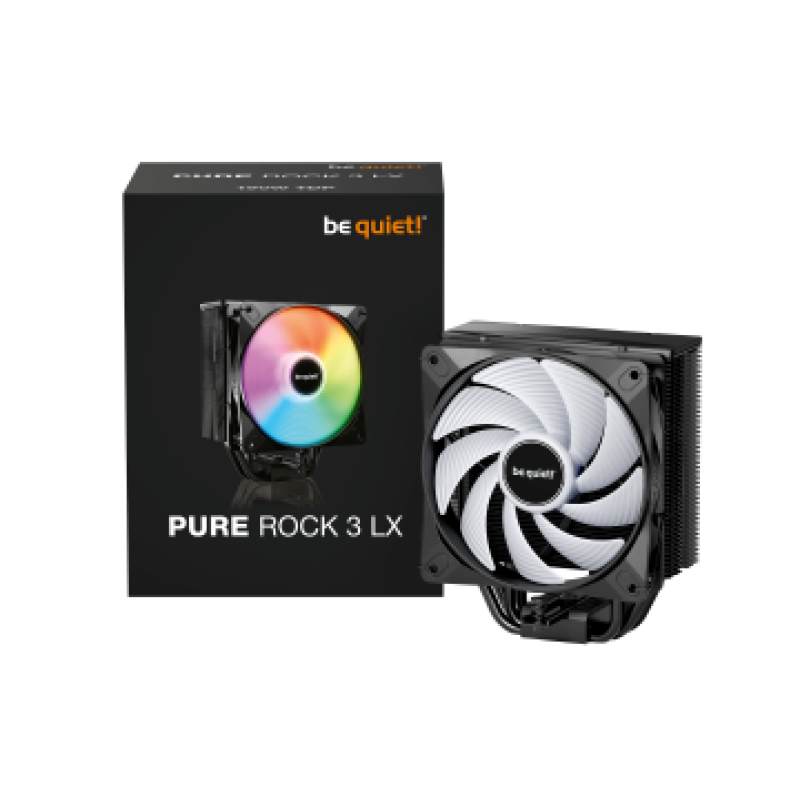 BEQUIET CPU AIR COOLER PURE ROCK 3 LX BK040, 190W TDP, INTEL SOCKET LGA 1851/1700/1200/1150/1151/1155, AMD AM4/AM5, 120MM PWM ARGB FAN, 3YW.