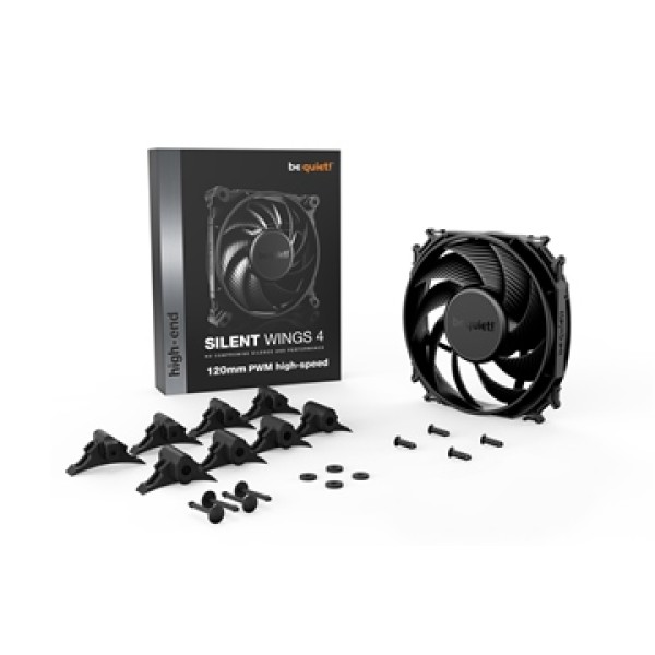 BEQUIET FAN SILENT WINGS 4 120MM PWM HIGH-SPEED BL094, 4 PIN PWM, 2500RPM, 76,7CFM/130,31M3/H, 31,2 dB, Lifespan 300000h, BLACK, 5YW.
