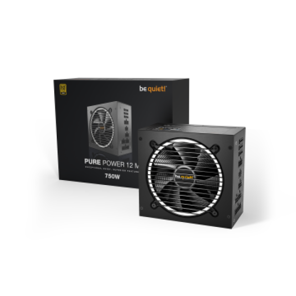 BEQUIET PSU PURE POWER 12 M 750W BN343, GOLD CERTIFIED, MODULAR CABLES, SILENT OPTIMIZED 12CM FAN, 10YW.