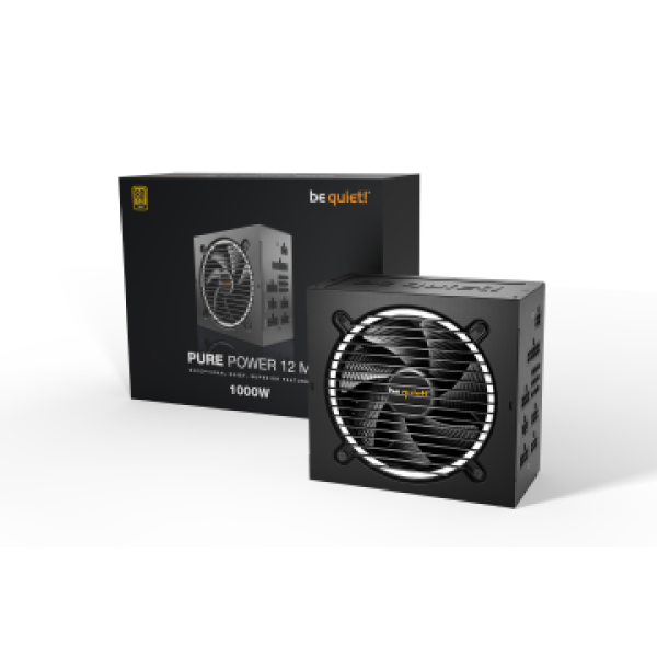 BEQUIET PSU PURE POWER 12 M 1000W BN345, GOLD CERTIFIED, MODULAR CABLES, SILENT OPTIMIZED 12CM FAN, 10YW