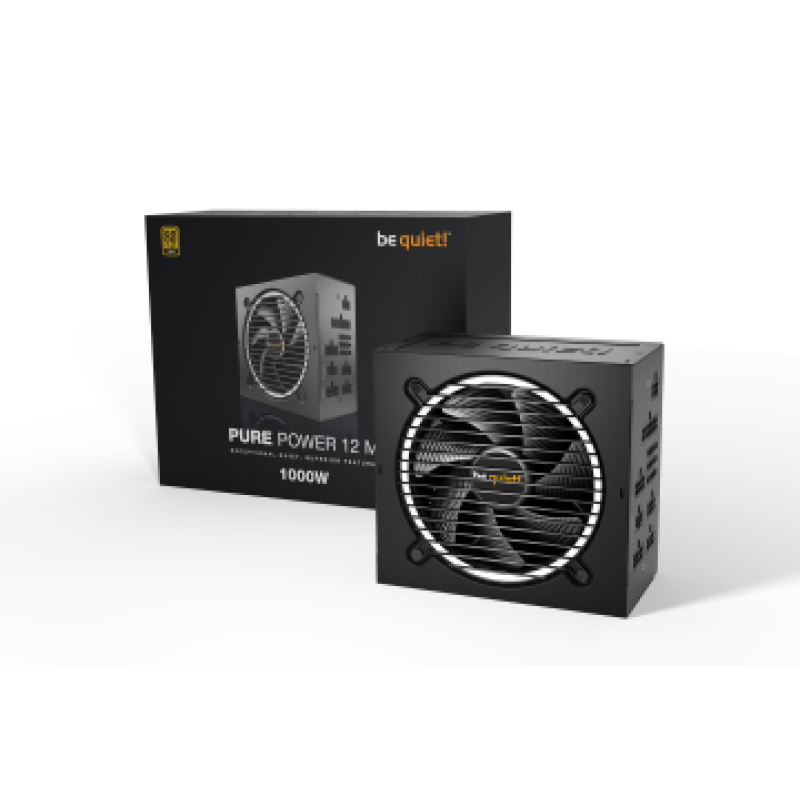 BEQUIET PSU PURE POWER 12 M 1000W BN345, GOLD CERTIFIED, MODULAR CABLES, SILENT OPTIMIZED 12CM FAN, 10YW