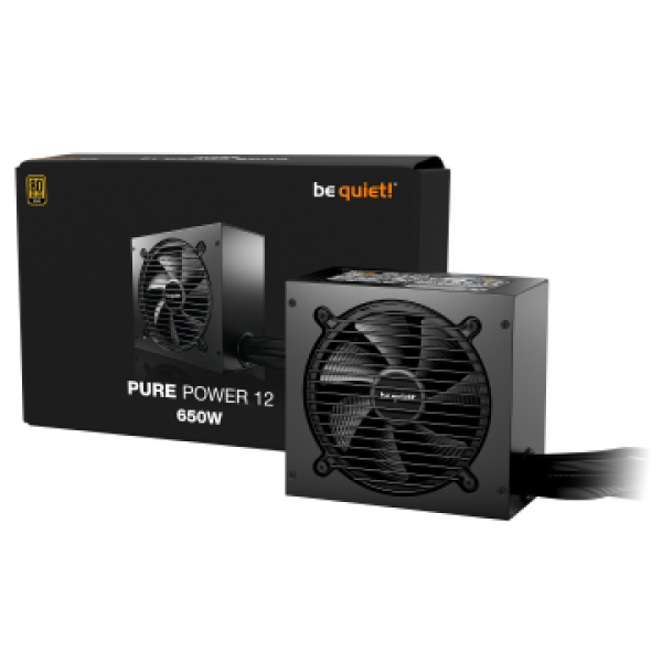 BEQUIET PSU PURE POWER 12 650W BP002EU, GOLD CERTIFIED, EXCEPTIONALLY SILENT 12CM FAN, 10YW.