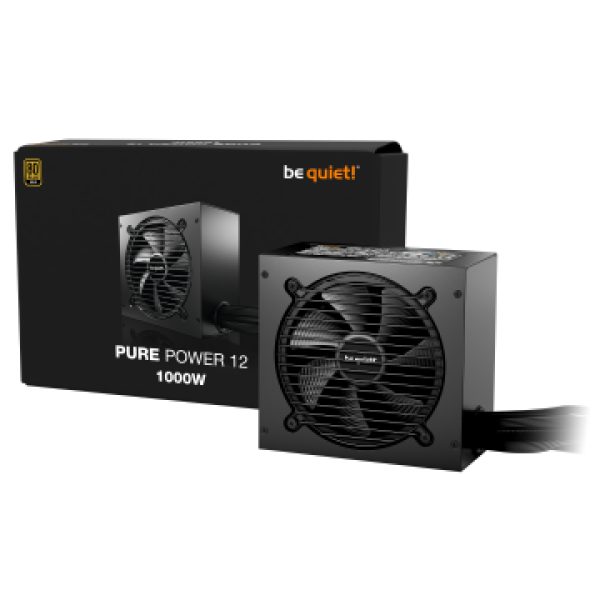BEQUIET PSU PURE POWER 12 1000W BP005EU, GOLD CERTIFIED, EXCEPTIONALLY SILENT 12CM FAN, 10YW.