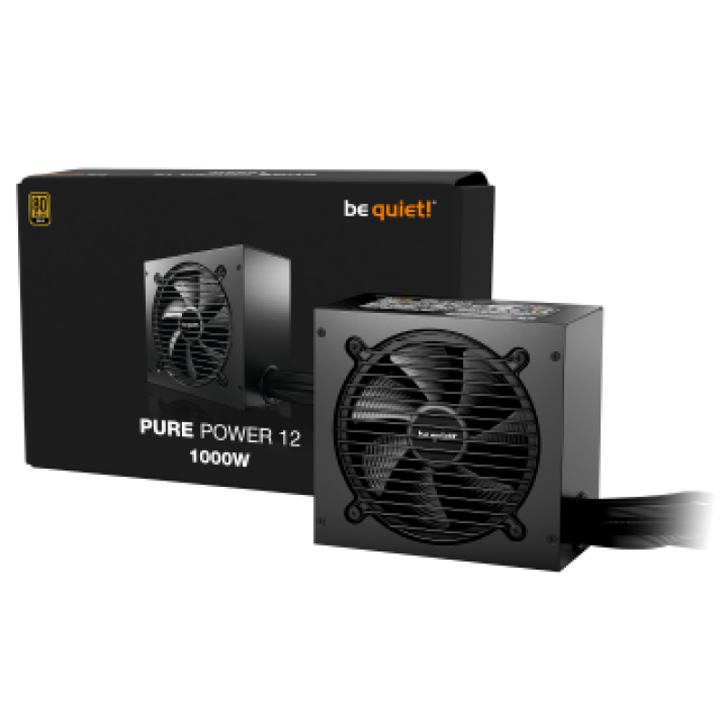 BEQUIET PSU PURE POWER 12 1000W BP005EU, GOLD CERTIFIED, EXCEPTIONALLY SILENT 12CM FAN, 10YW.