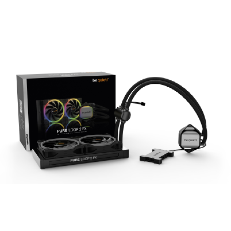 BEQUIET CPU HYDRO COOLER PURE LOOP 2 FX 240MM BW013, INTEL 1851/1700/1200/2066/1150/1151/1155/2011(-3), AMD AM5/AM4, SQUARE ARGB ILLUMINATING COOLING BLOCK, 2x120MM FAN ARGB LIGHT WINGS , 3YW.