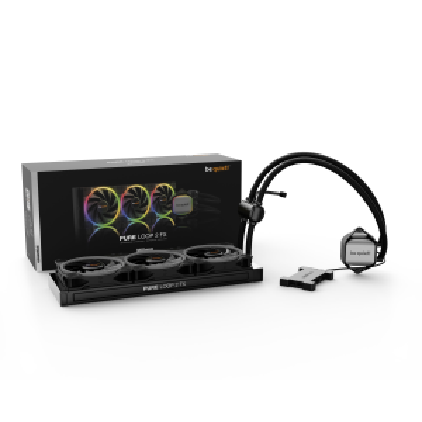 BEQUIET CPU HYDRO COOLER PURE LOOP 2 FX 360MM BW015, INTEL 1851/1700/1200/2066/1150/1151/1155/2011(-3), AMD AM5/AM4, SQUARE ARGB ILLUMINATING COOLING BLOCK, 3x120MM FAN ARGB LIGHT WINGS, 3YW.