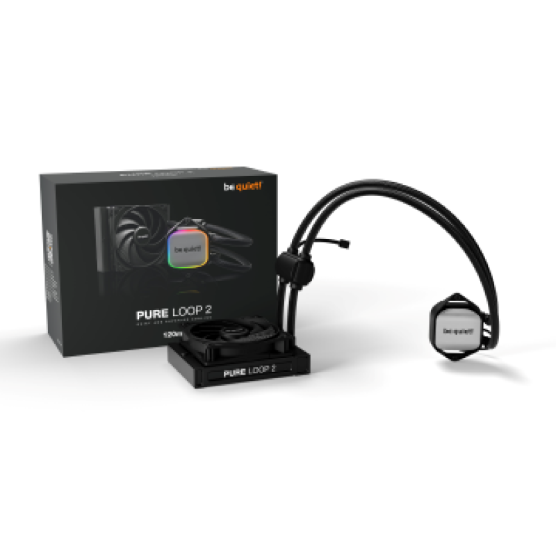 BEQUIET CPU HYDRO COOLER PURE LOOP 2 120MM BW016, INTEL 1851/1700/1200/1150/1151/1155, AMD AM5/AM4, SQUARE ARGB ILLUMINATING COOLING BLOCK, 1x120MM FAN PURE WINGS 3, 3YW.