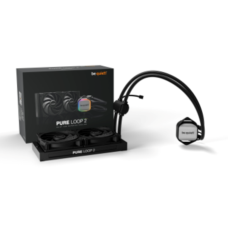 BEQUIET CPU HYDRO COOLER PURE LOOP 2 240MM BW017, INTEL 1851/1700/1200/1150/1151/1155, AMD AM45/AM4, SQUARE ARGB ILLUMINATING COOLING BLOCK, 2x120MM FAN PURE WINGS 3, 3YW.