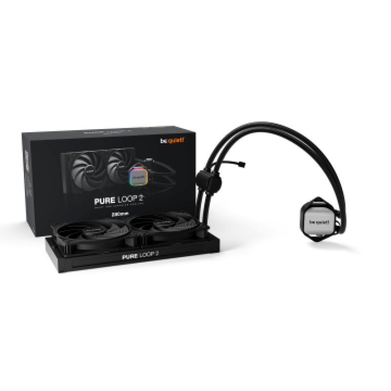 BEQUIET CPU HYDRO COOLER PURE LOOP 2 280MM BW018, INTEL 1851/1700/1200/1150/1151/1155, AMD AM5/AM4, SQUARE ARGB ILLUMINATING COOLING BLOCK, 2x140MM FAN PURE WINGS 3, 3YW.