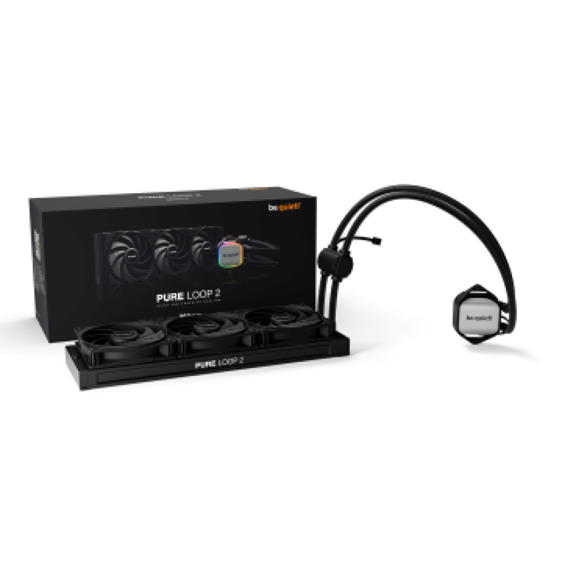 BEQUIET CPU HYDRO COOLER PURE LOOP 2 360MM BW019, INTEL 1851/1700/1200/1150/1151/1155, AMD AM45/AM4, SQUARE ARGB ILLUMINATING COOLING BLOCK, 3x120MM FAN PURE WINGS 3, 3YW.