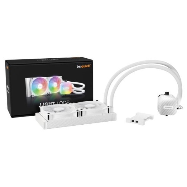 BEQUIET CPU HYDRO COOLER LIGHT LOOP 240MM WHITE BW021, INTEL SOCKET LGA 1851/1700/1200/1150/1151/1155, AMD AM5/AM4, SQUARE ARGB ILLUMINATING COOLING BLOCK, 2x120MM LIGHT WINGS LX PWM HIGH-SPEED, WHITE, 3YW.
