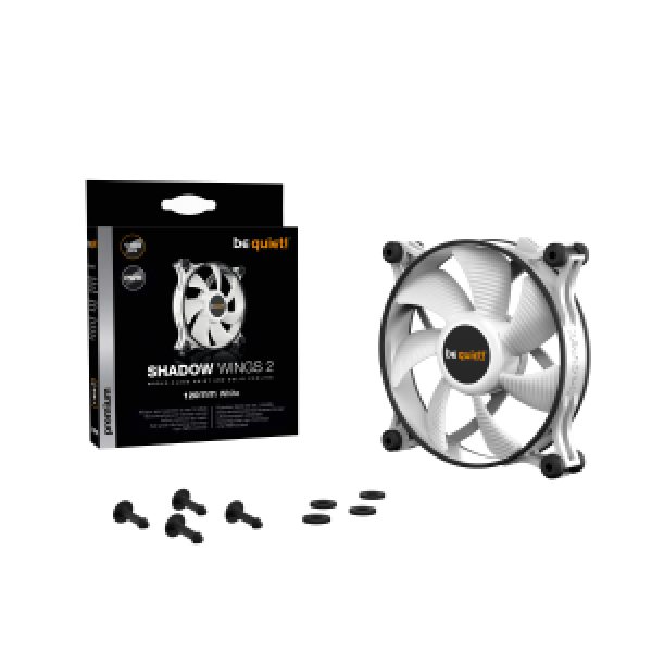 BEQUIET FAN SHADOW WINGS 2 WHITE 120MM PWM BL089, 4 PIN PWM, 1100RPM, 38,5CFM/65M3/H, 15,9 dB, Lifespan 80000h, WHITE, 3YW.