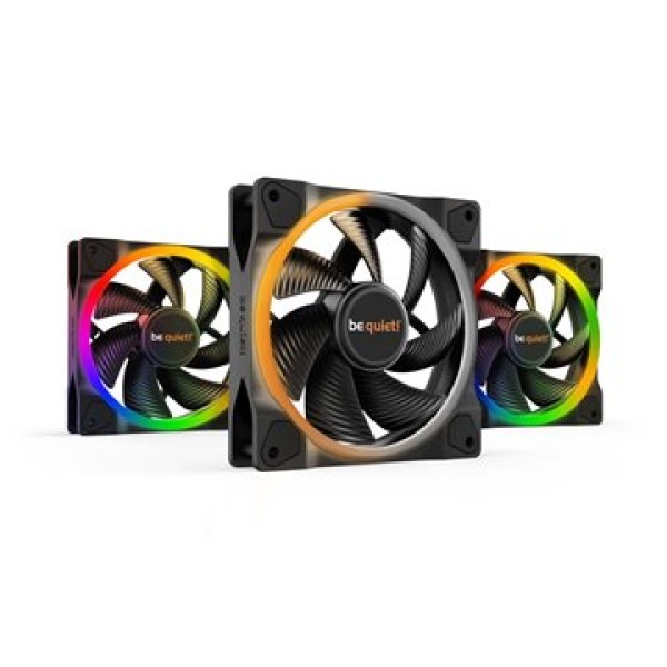 BEQUIET FAN LIGHT WINGS 120MM PWM TRIPLE-PACK BL076, ARGB, 4 PIN PWM, 1700RPM, 41.51CFM/70.53M3/H, 20.6 DB, LIFESPAN 60000H, 3YW.