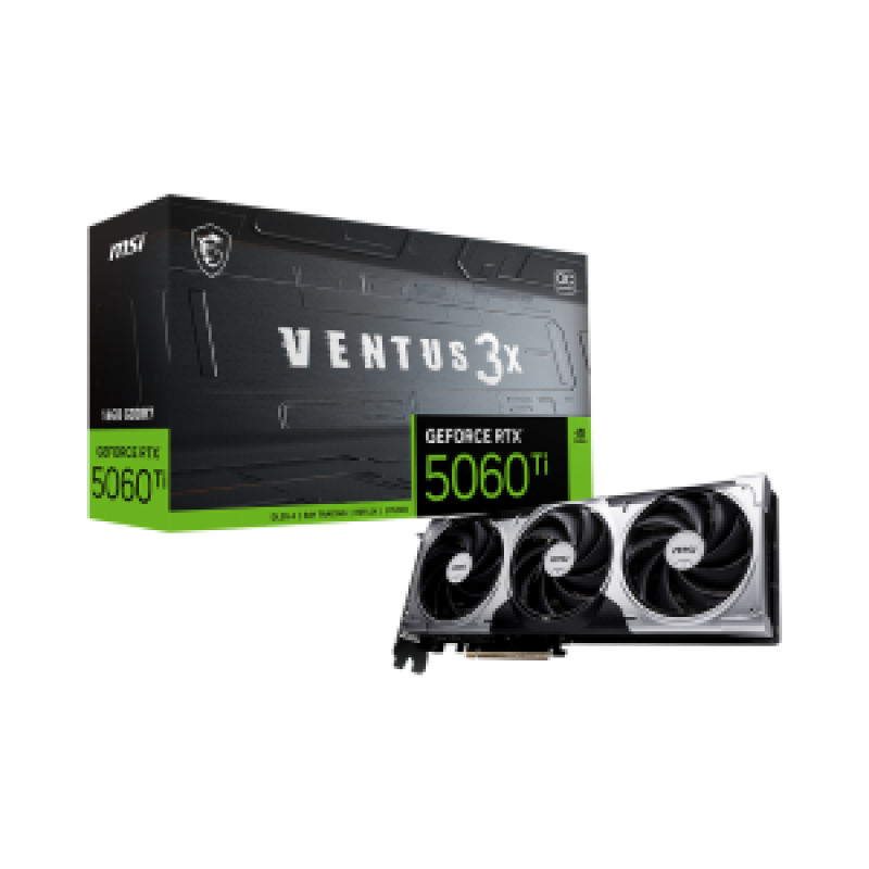 MSI VGA PCI-E NVIDIA GF RTX 5060 Ti 16G VENTUS 3X OC, 16GB/128BIT, GDDR7, HDMI/3xDP, 2 SLOT FANSINK, TRIPLE FAN, 3YW.
