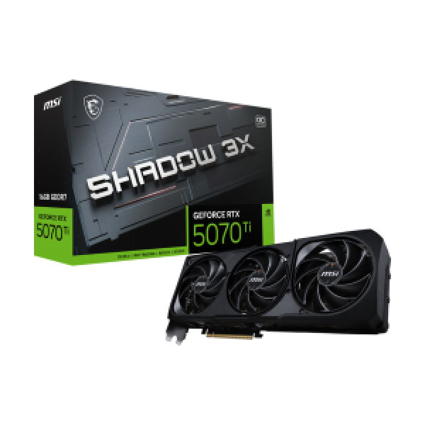MSI VGA PCI-E NVIDIA GF RTX 5070 Ti 16G SHADOW 3X OC, 16GB/256BIT, GDDR7, HDMI/3xDP, TRIPLE FAN, 3 SLOT FANSINK, 3YW.