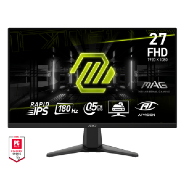 MSI MONITOR GAMING MAG 275F, FLAT IPS FHD, 27", 16:9, 250CD/M2, 1000:1, 0.5MS, 180Hz, 1920x1080, 2xHDMI/ 1xDP/ HP OUT, TILT, BLACK, 3YW