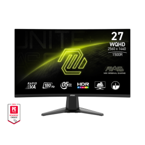 MSI MONITOR GAMING MAG 27CQ6F, CURVED VA WQHD, 27", 16:9, 300CD/M2, 5.000:1, 0.5MS, 180Hz, 2560x1440, 2xHDMI/ DP/ HP OUT, TILT, BLACK, 3YW.