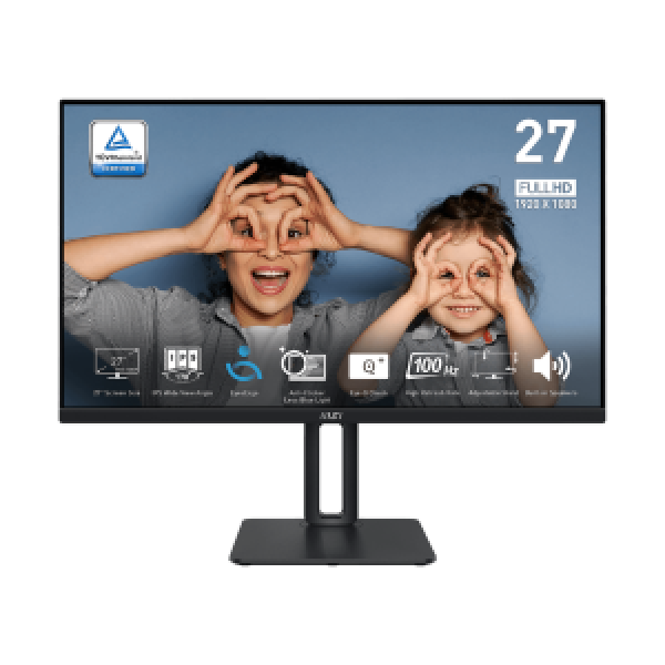 MSI MONITOR PRO MP275P, FLAT IPS FHD, 27", 16:9, 300 CD/M2, 1000:1, 1MS, 100Hz, 1920x1080, HDMI/VGA/HP OUT, 2X2W SPEAKERS, TILT, SWIVEL, PIVOT, HAS,  BLACK, 2YW.