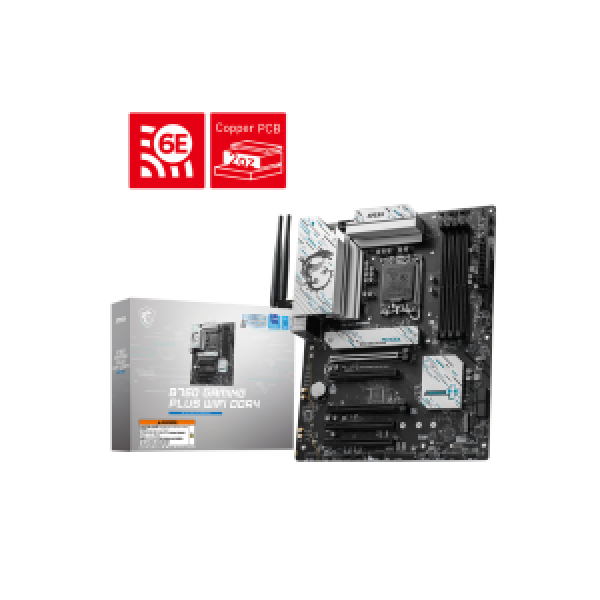 MSI MB B760 GAMING PLUS WIFI DDR4, SOCKET INTEL LGA1700 14th/13th/12th GEN CPU, CS INTEL B760, 4 DIMM SOCKETS DDR4, DP/HDMI, PCI-E GEN 4.0, ATX, 3YW
