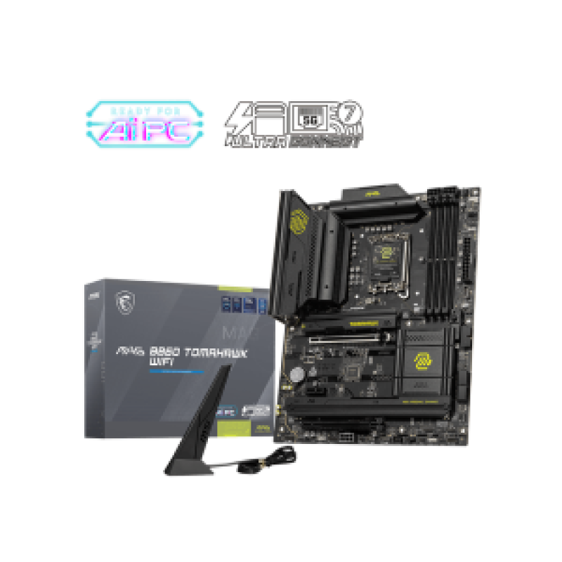 MSI MB MAG B860 TOMAHAWK WIFI, SOCKET LGA1851 CPU, CS INTEL B860, 4 DIMM SOCKETS DDR5, HDMI/DP, PCI-E GEN 5.0, 5G LAN, ATX, 3YW