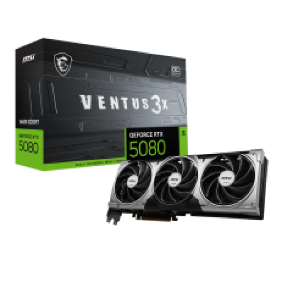 MSI VGA PCI-E NVIDIA GF RTX 5080 16G VENTUS 3X OC PLUS, 16GB/256BIT, GDDR7, HDMI/3xDP, TRIPLE FAN, 3 SLOT FANSINK, 3YW.