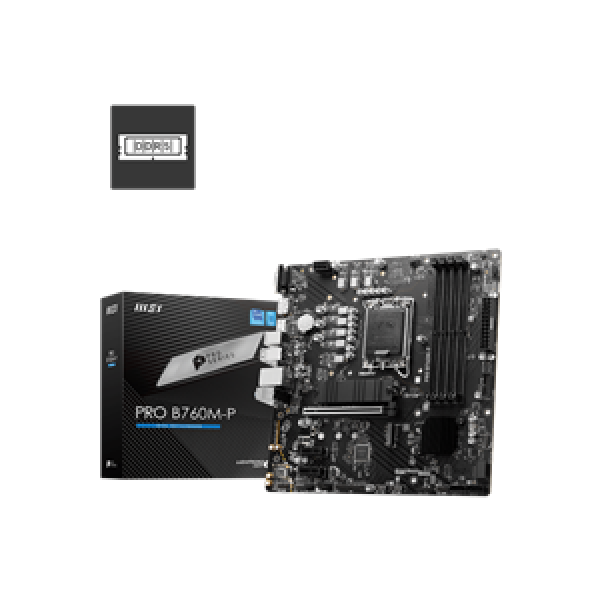 MSI MB PRO B760M-P, SOCKET INTEL LGA1700 14th/13th/12th GEN, CS INTEL B760, 4 DIMM SOCKETS DDR5, VGA/DP/HDMI, PCI-E GEN 4.0, GIGABIT LAN, MICRO-ATX, 3YW.