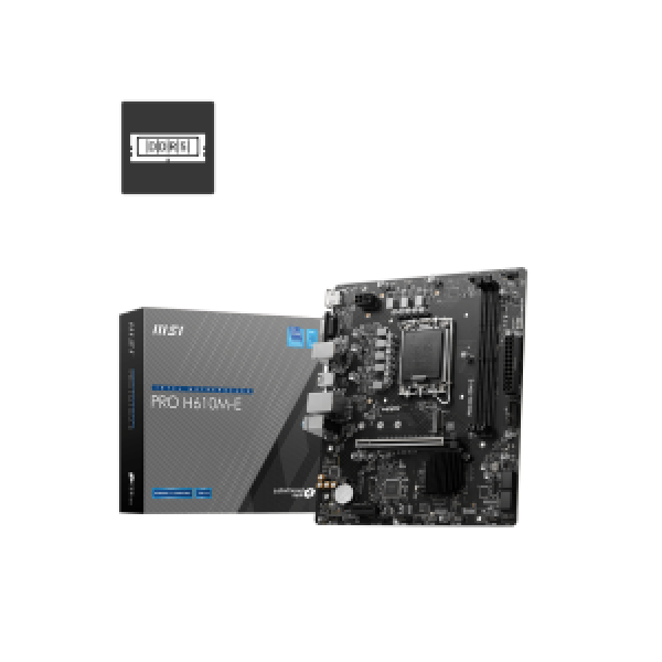 MSI MB PRO H610M-E, SOCKET INTEL LGA1700 14th/13th/12th GEN CPU, CS INTEL H610, 2 DIMM SOCKETS DDR5, VGA/HDMI, PCI-E GEN 3.0, MICRO-ATX, 3YW