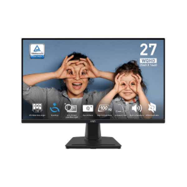 MSI MONITOR PRO MP275Q, FLAT IPS QHD, 27", 16:9, 300 CD/M2, 1300:1, 1MS, 100Hz, 2560x1440, 2xHDMI/1xDP/HP OUT, 2x2W SPEAKERS, TILT, BLACK, 2YW.