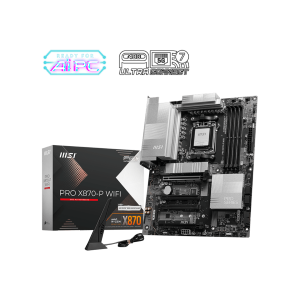 MSI MB PRO X870-P WIFI, SOCKET AMD AM5, CS AMD X870, 4 DIMM SOCKETS DDR5, 4x PCI-E x16, 3x M.2., HDMI/DP TYPE-C, PCI-E GEN 5.0, 5G LAN, WIFI 7, ATX, 3YW.