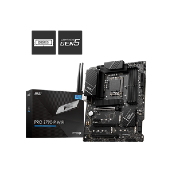 MSI MB PRO Z790-P WIFI, SOCKET INTEL LGA1700 14TH/13TH/12TH GEN, CS INTEL Z790, 4 DIMM SOCKETS DDR5, DP/HDMI, PCI-E GEN 4.0, 2.5G LAN, WIFI, ATX, 3YW.