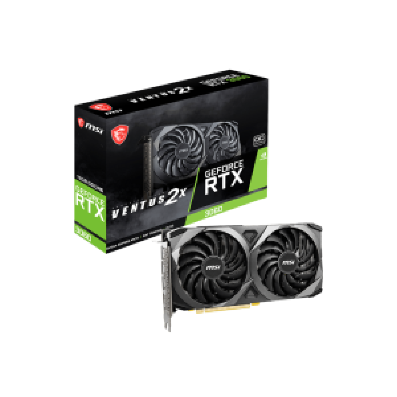 MSI VGA PCI-E NVIDIA GF RTX 3060 VENTUS 2X 12G OC, 12GB/192BIT, GDDR6, HDMI/3x DISPLAY PORT, DUAL FAN, 2 SLOT FANSINK, 3YW.