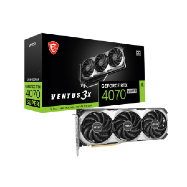 MSI VGA PCI-E NVIDIA GF RTX 4070 SUPER 12G VENTUS 3X OC, 12GB/192BIT, GDDR6X, HDMI/3xDP, TRIPLE FAN, 2 SLOT FANSINK,  3YW.