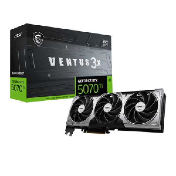 MSI VGA PCI-E NVIDIA GF RTX 5070 Ti 16G VENTUS 3X OC, 16GB/256BIT, GDDR7, HDMI/3xDP, 2 SLOT FANSINK, TRIPLE FAN, 3YW.